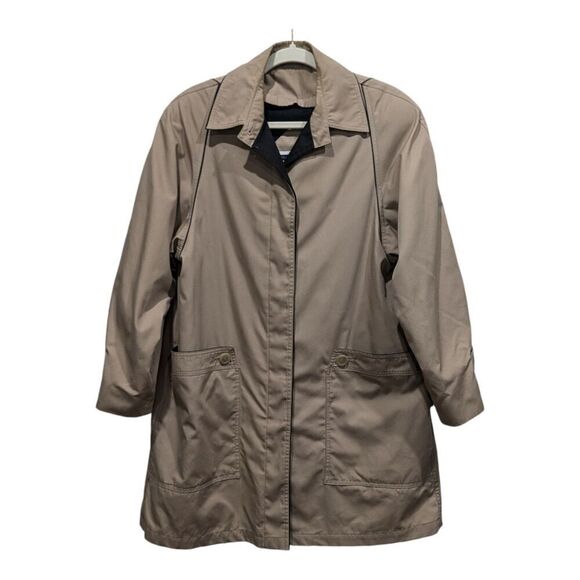 Vintage 90s Amanda Smith Tan Zip Out Fleece Lining Overcoat Trench Coat, 8 - Picture 1 of 14